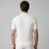 Men's Polo Shirt with Vertical Stripes and Zip Closure Casual
