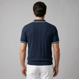 Men's Polo Shirt with Vertical Stripes and Zip Closure Casual