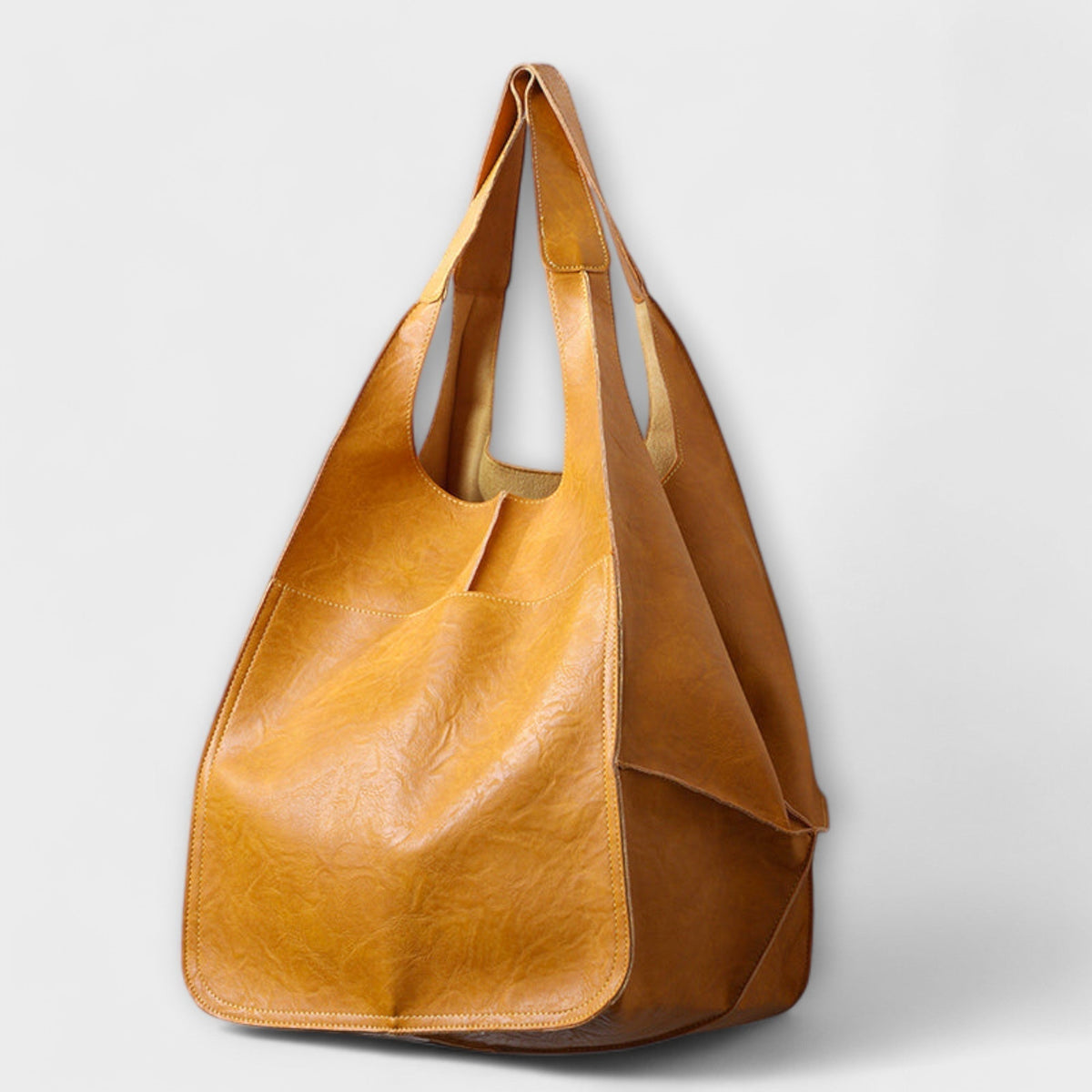 Women's Oversized Vegan Leather Tote Shoulder Bag with Front Pocket for Work, Shopping and Travel