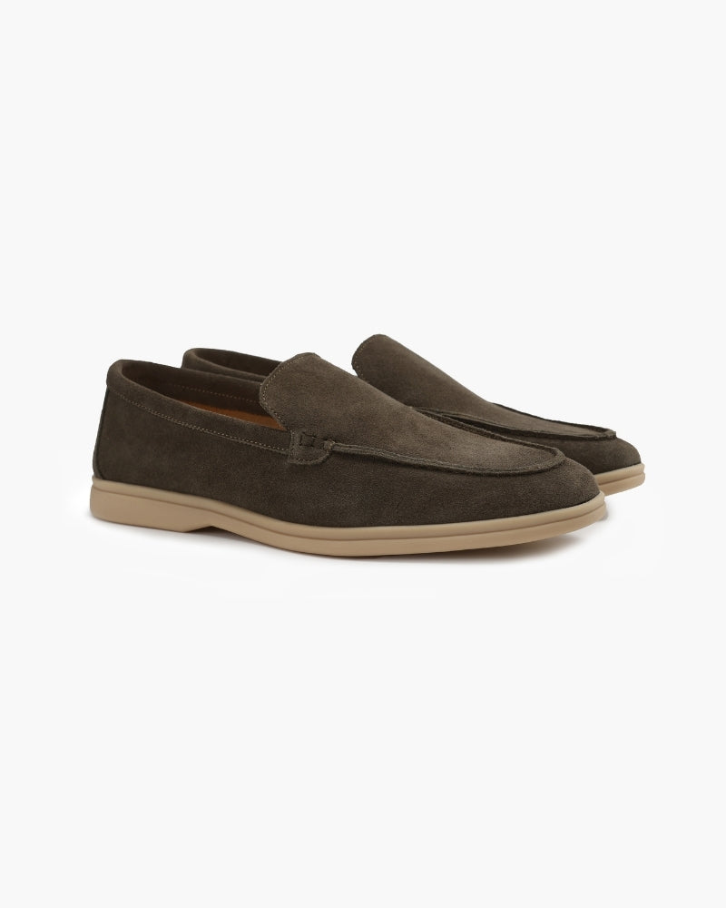 Alessandro Men’s Classic Suede-Style Slip-On Loafers with Moc-Toe Stitching