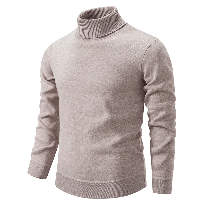 Men's Fine Knit Turtleneck Sweater Slim Fit Long Sleeves