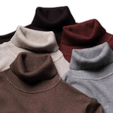 Men's Fine Knit Turtleneck Sweater Slim Fit Long Sleeves