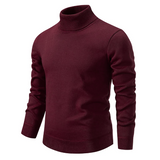 Men's Fine Knit Turtleneck Sweater Slim Fit Long Sleeves