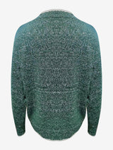 Women's Notch V-Neck Knit Sweater with Long Sleeves Contrast Trim Relaxed Style
