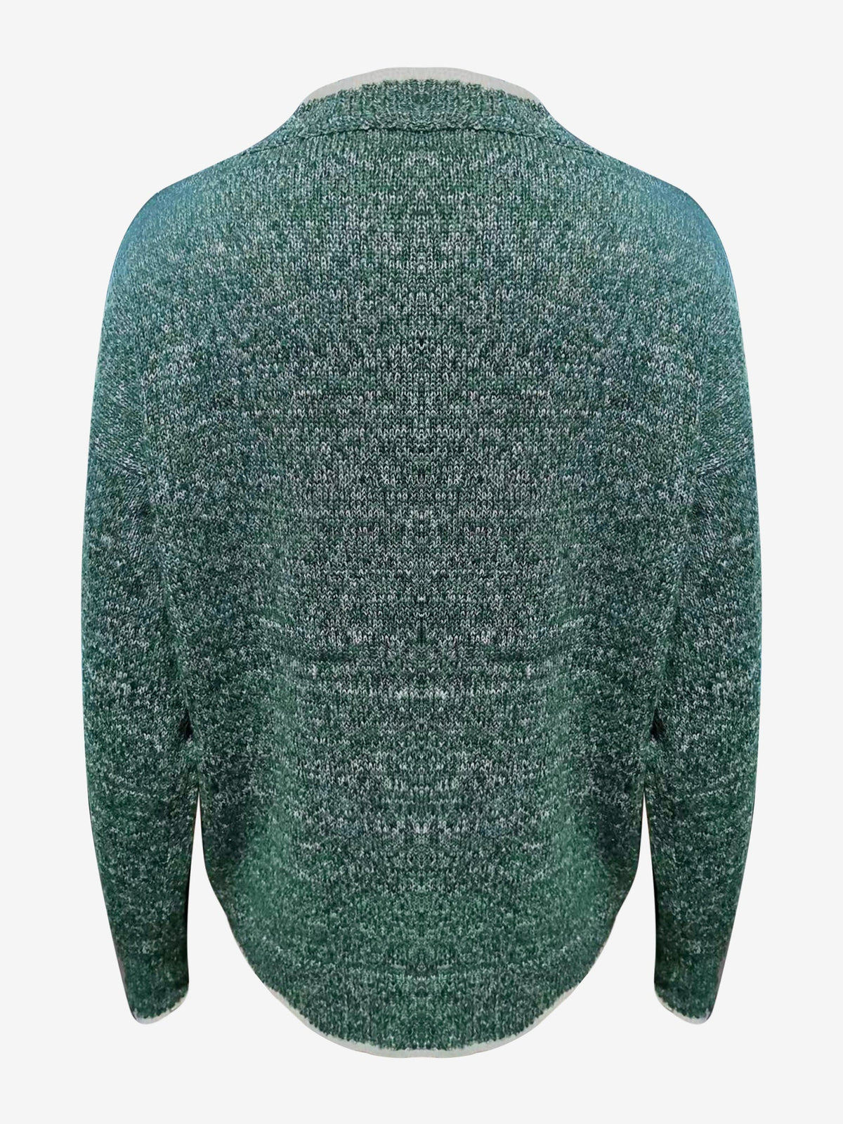 Women's Notch V-Neck Knit Sweater with Long Sleeves Contrast Trim Relaxed Style