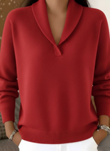 Women's Ribbed Knit Sweater with Shawl Collar Long Sleeves Relaxed Oversized Style