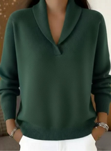Women's Ribbed Knit Sweater with Shawl Collar Long Sleeves Relaxed Oversized Style
